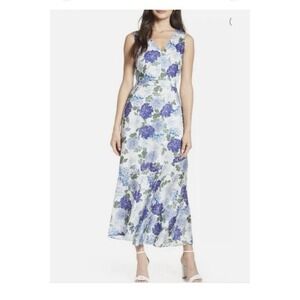 Sam Edelman Women's Blue White Floral Midi Silky Soft  Designer Quiet Luxury 12